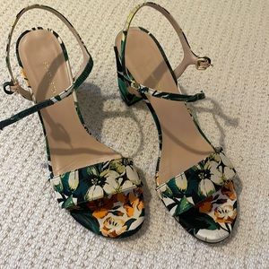 Stuart weitzman block heel sandals green floral size 10